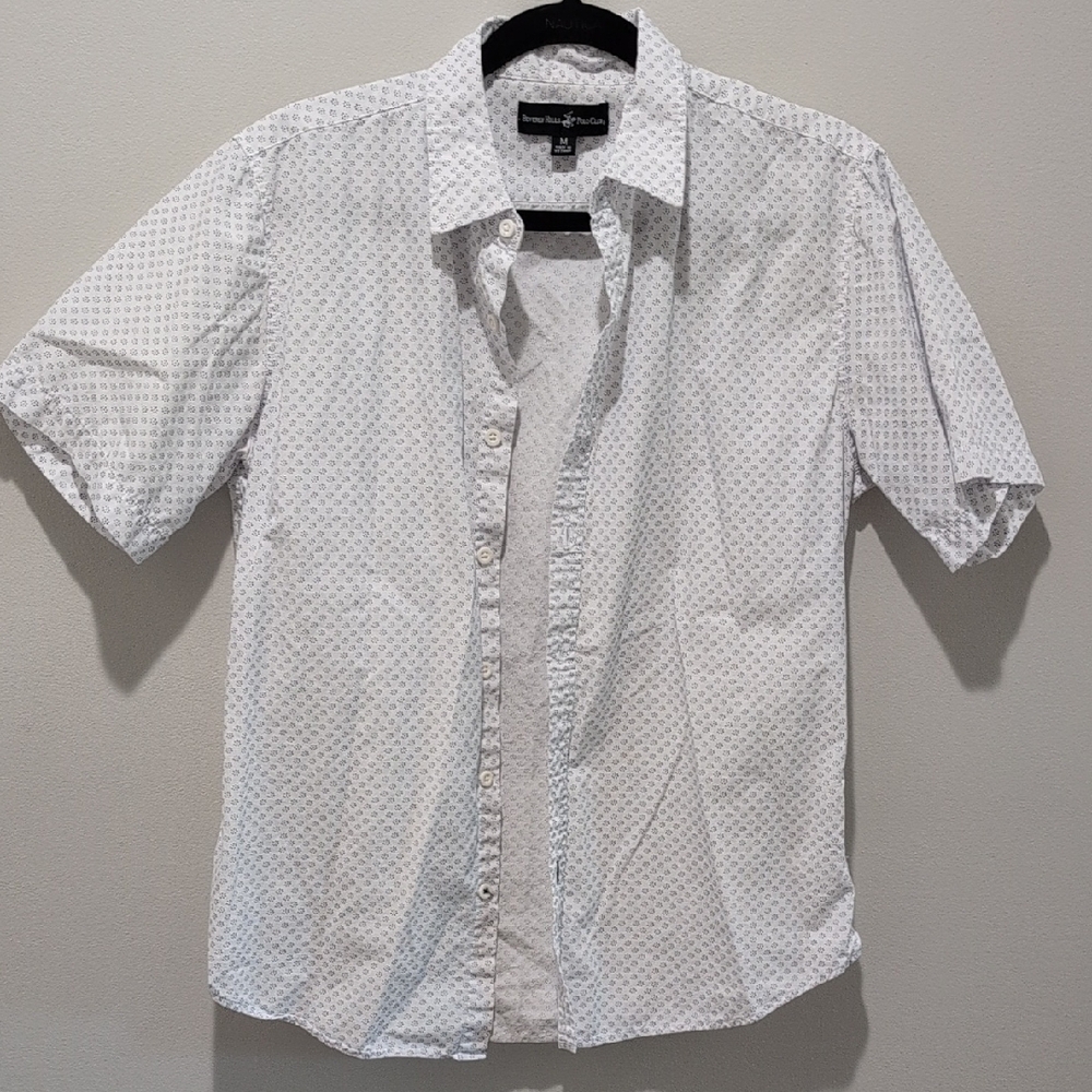 Beverly Hills Polo Club White Geometric Men's Shirt